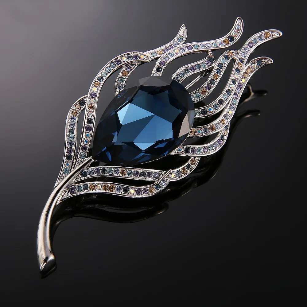 Женские броши в форме цветка украшенные кристаллами Swarovski большие на свадьбу