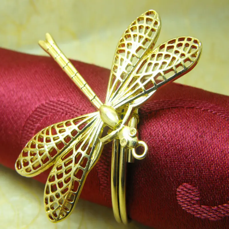 

gold metal dragonfly napkin rings,napkin holder
