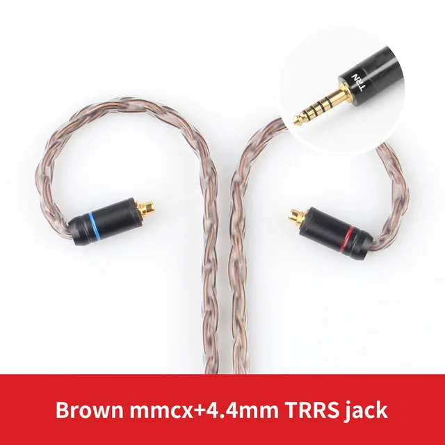 4.4mm MMCX Brown TRN 16 Core 4,4 мм Баланс Обновление кабель наушники HIFI посеребренный медный кабель MMCX/2PIN 0,78 0,75 мм Интерфейс замена кабелей - Цвет: 4.4mm MMCX Brown