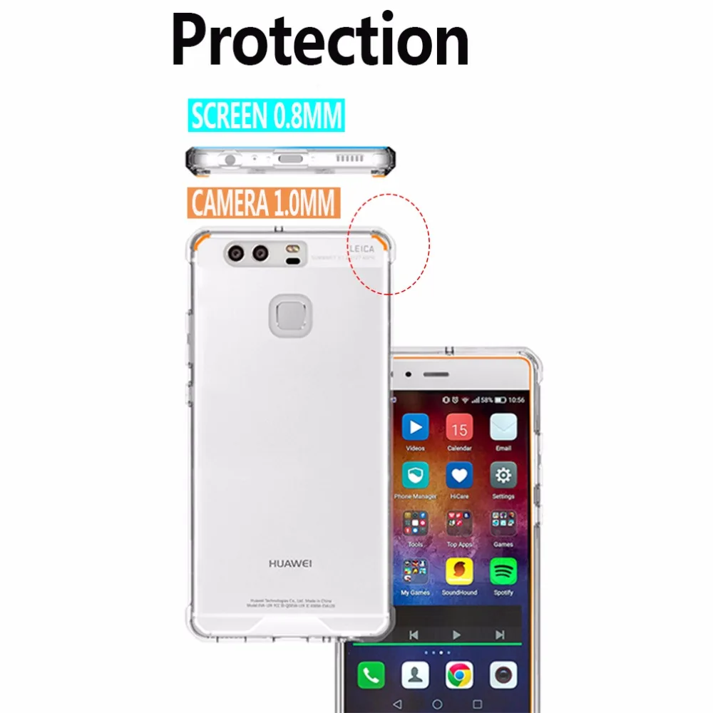 Чехол для P9 прозрачный защитный чехол Huawei Mate 9 противоударный жесткий накладка P10