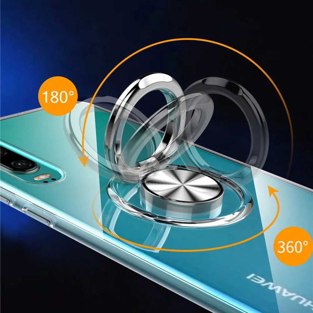 Чехол с магнитным кольцом держателем для Huawei P20 P30 Mate 20 Lite Honor 8X 10 мягкий