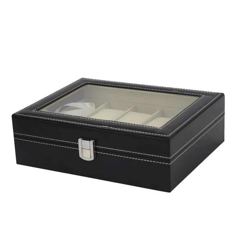 10 отделений античные черные часы футляр для путешествий PU кожаный ящик коллектор