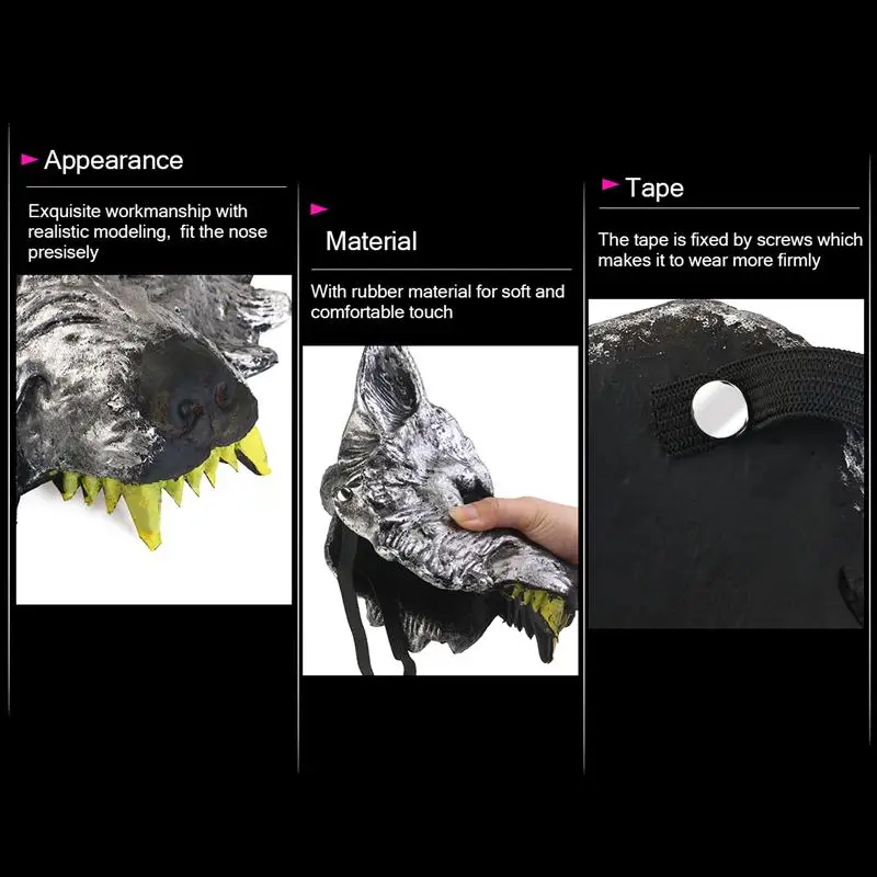 Серая маска голова Волка ужас латексная для Хэллоуина вечеринки карнавала