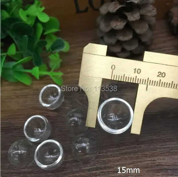 100sets/lot 15mm half glass dome setting tray set vial pendant jewelry globes necklace pendants bronze plated | Украшения и