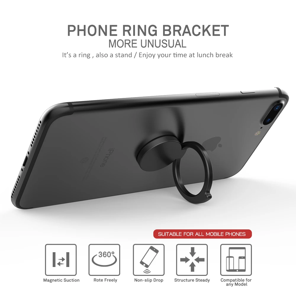 Nulaxy Comma Shaped Design 360 Degree Rotating Zinc Alloy Finger Ring Holder Stand For iPhone X 8 Samsung Metal Cellphone Tablet | Мобильные