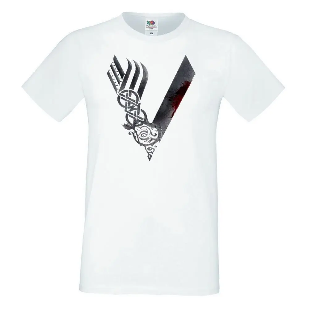 

Mens Vikings Logo Tshirt Ragnar Lothbrok Nord Viking Warrior Tv Series Crest Famous Brand Design Summer New Print Man