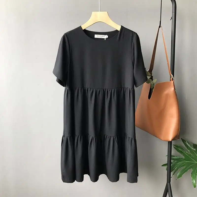 Женское длинное платье NFIVE свободное однотонное в Корейском стиле с короткими