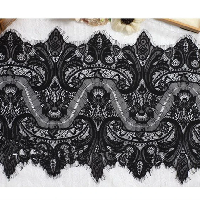 3 м/лот высококачественные ресницы кружевная отделка цветы черно-белая ткань