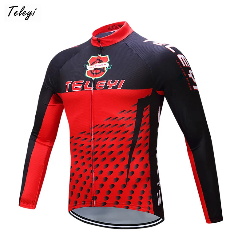 

Teleyi Bike Team 2017 Sport Cycling Jersey Long Sleeve Men Autumn 100% Polyester Racing Bicycle Jersey MTB Road Cycling Clothing