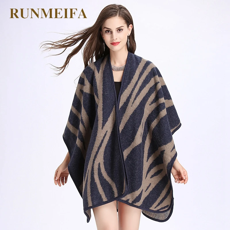 RUNMEIFA новинка 2019 пончо из пашмины для женщин осенне-зимний женский плащ накидка с