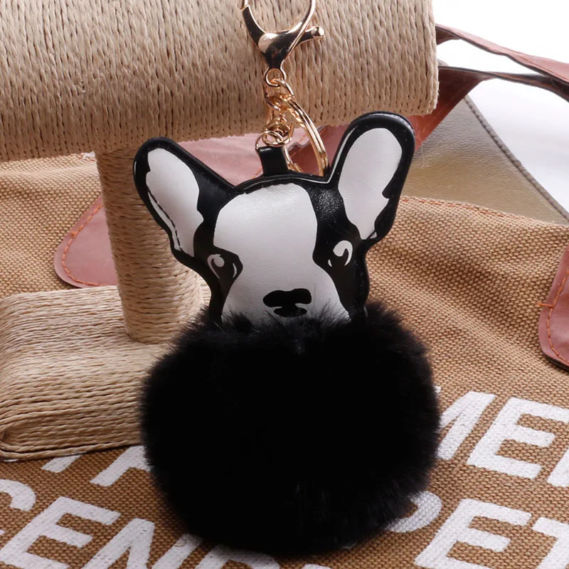 Брелок для ключей с милым помпоном из кроличьего меха плюшевые брелки собак во