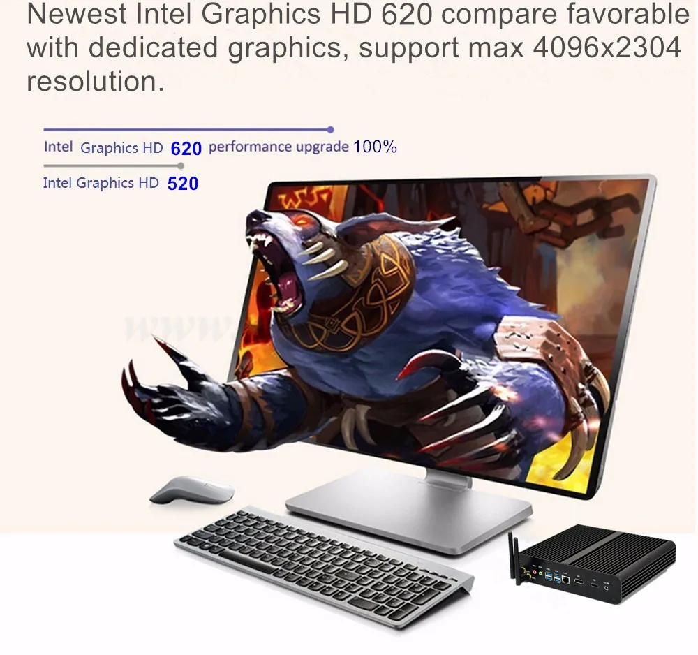 [Новейший 7th Gen Core i7 7500U] Windows 10 безвентиляторный мини-ПК 300M Wifi настольный компьютер