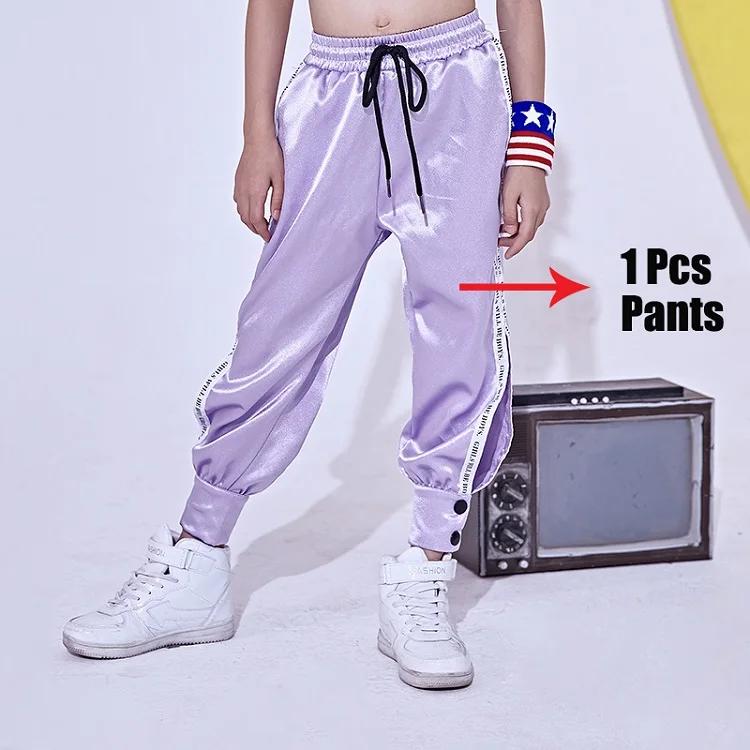 Pants Танцевальный костюм в стиле хип-хоп детский жилет и штаны в Стиле Джаз Одежда для уличных танцев для девочек детские сценические костюмы, одежда для выступлений DNV10146 - Цвет: Pants