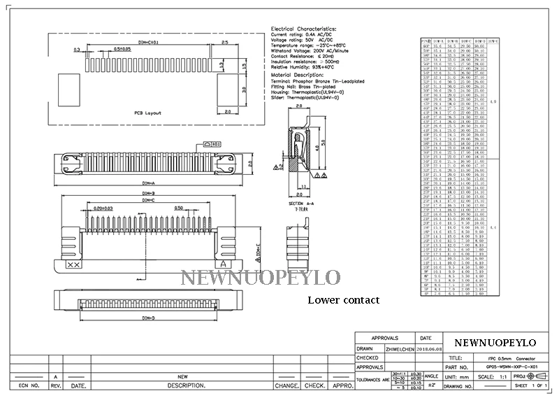 50 шт. FFC/fpc-коннектор для подключения ЖК-дисплея к 0,5 мм 4 Pin 5 6 7 8 10, 12, 14, 16, 18, 20, 22, 24, 26 28 30P ящик Тип ленты плоский разъем верхнего контакта
