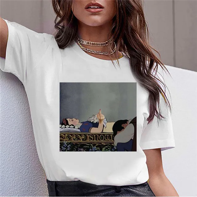 New Female T Shirt Dark Snow White Harajuku T Shirt Women Vintage Aesthetic T-shirt Korean Style Graphic Top Tees - Цвет: 1021