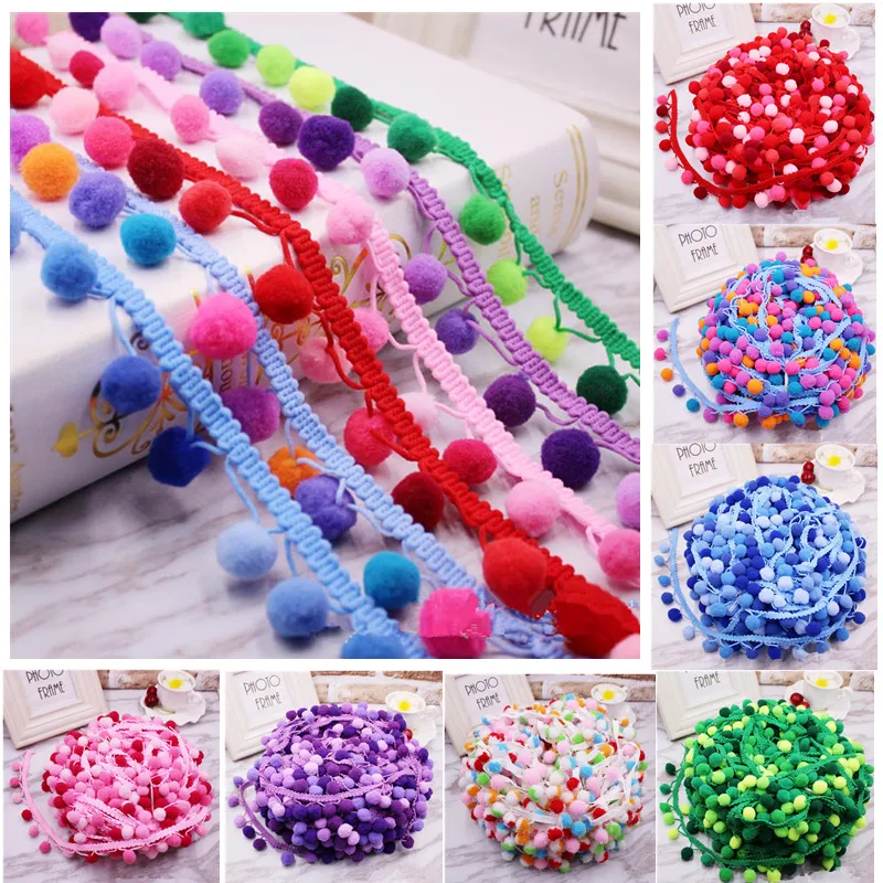 

5Yards/roll Pompom Lace Ribbon Sewing Accessories Pom Pom Tassel Pompoms Trim Ball Fringe Embroidery DIY Apparel Fabric