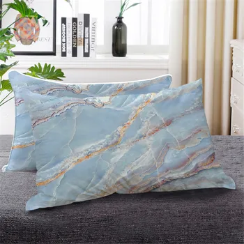 BlessLiving Colorful Marble Down Alternative Bed Pillow Pink Blue White Bedding 1pc Abstract Art Decorative Sleeping Pillows 2