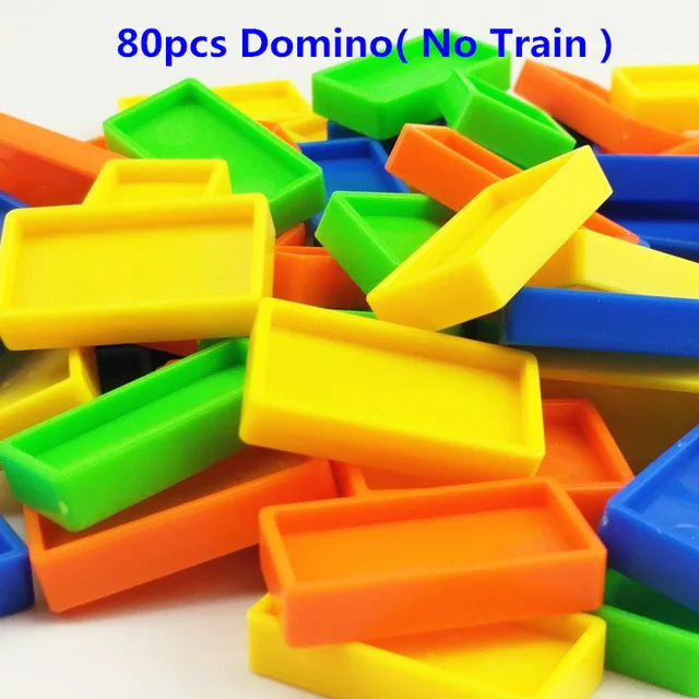 80pcs Развивающие строительные блоки DIY игрушка подарок поставить домино игра игрушка набор автоматическое размещение домино поезд автомобиль с светильник звук - Цвет: 80pcs