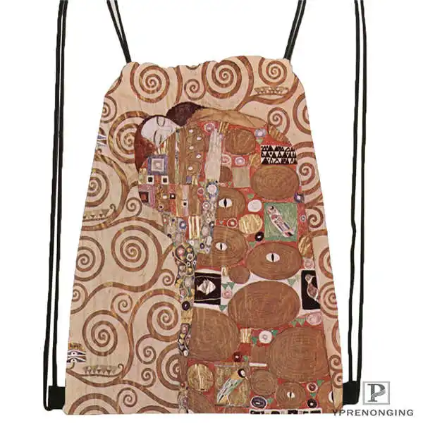 Drawstring Backpack На заказ Gustav Klimt Drawstring рюкзак сумка милый рюкзак для детей ранец(черная спинка) 31x40 см#180531-03-15 - Цвет: Drawstring Backpack