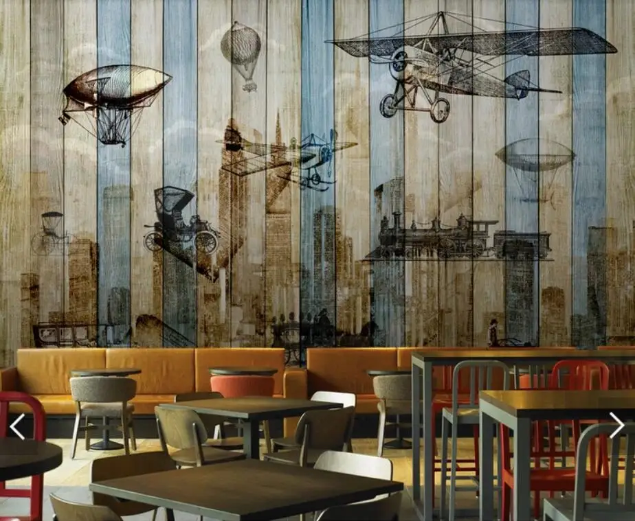 Wood Aircraft 3D Photo Wallpaper Wall Mural for Kids Bedroom Contact Paper Papers Airplane Murals Home Decor Custom | Обустройство
