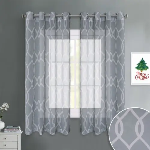 dark gray NICETOWN, 3 цвета, марокканский узор, штора, дизайн, для спальни, на окно, уединение, полупрозрачная вуаль, отвесные занавески, занавески для столовой - Цвет: dark gray
