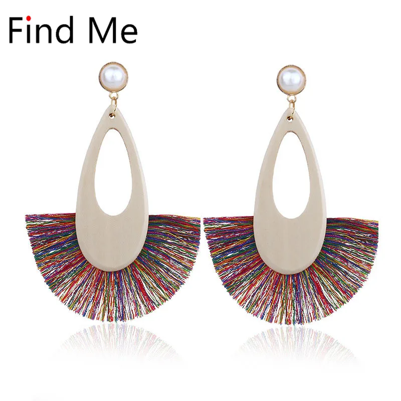 Женские Висячие серьги Find Me Винтажные висячие с длинными кисточками и деревянным