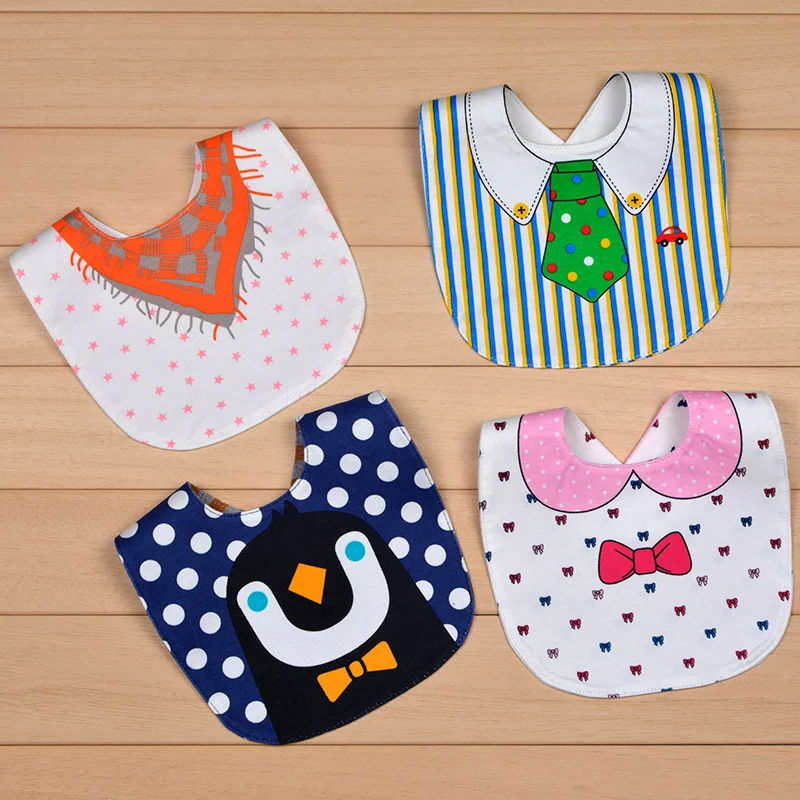 Непромокаемые детские нагрудники из хлопка 5 шт. двусторонние слюны с рисунком