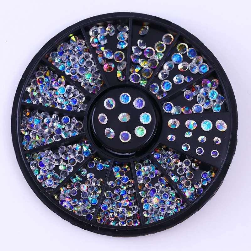 AB цветные хрустальные стразы 3D украшения для ногтей 2 мм 3 острое дно