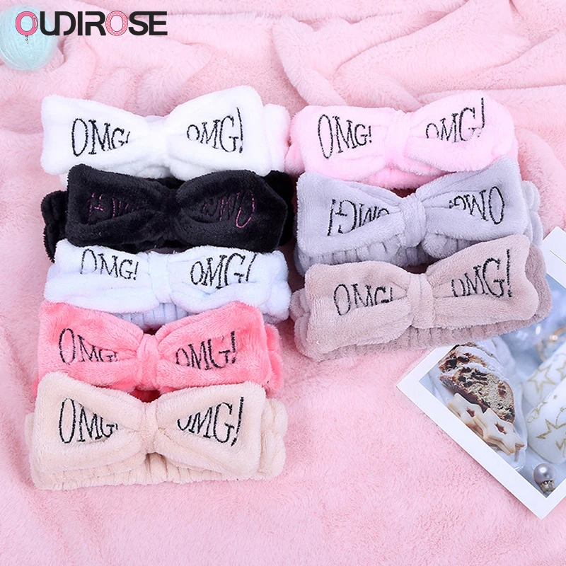 OUDIROSE Новая женская повязка для волос с бантиком модная буквами OMG Коралловая