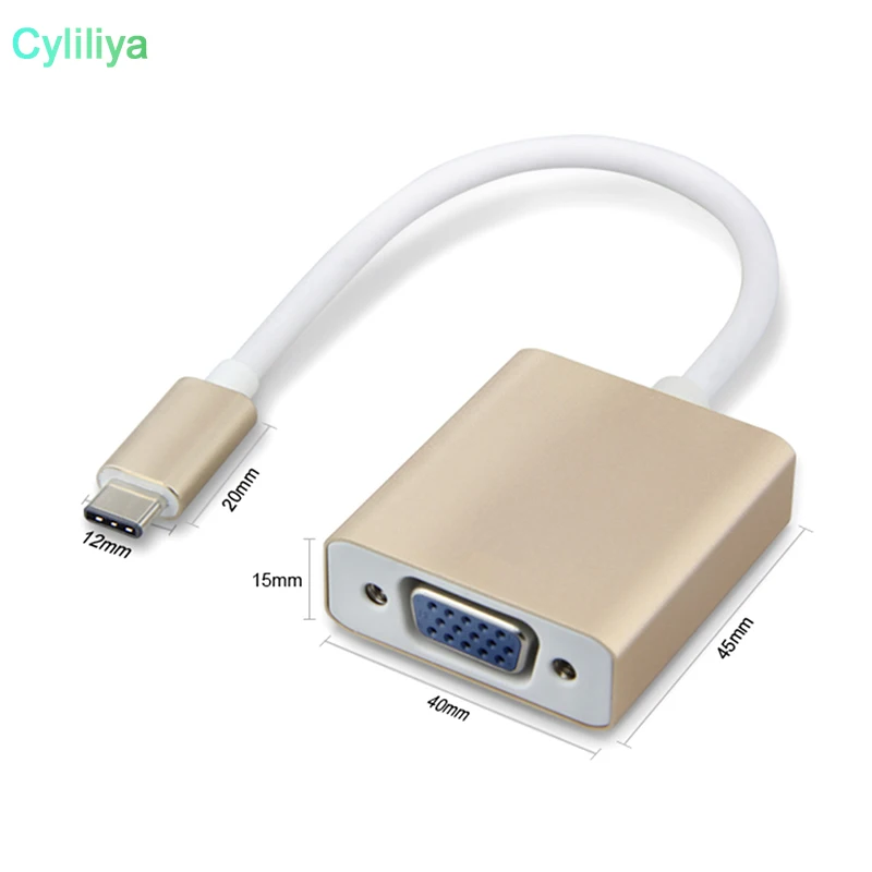 30 шт. USB 3 1 TYPE C к VGA 1080P HDTV адаптер для нового Macbook air 12 "Google Chromebook Pixel|Кабели VGA| |