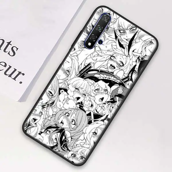 003 Аниме девушка мультфильм Япония милые лица Черный силиконовый чехол для huawei Honor 20 Pro 10 20 Lite 20i V20 8X 8C 8A 8S Play Enjoy 9e 9s - Цвет: 003
