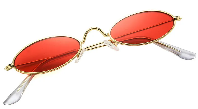 2018 Red Small Oval Ladies Sunglasses Women Steampunk Vintage Metal Frame Retro Sun Glasses Female Male Eyewear | Аксессуары для