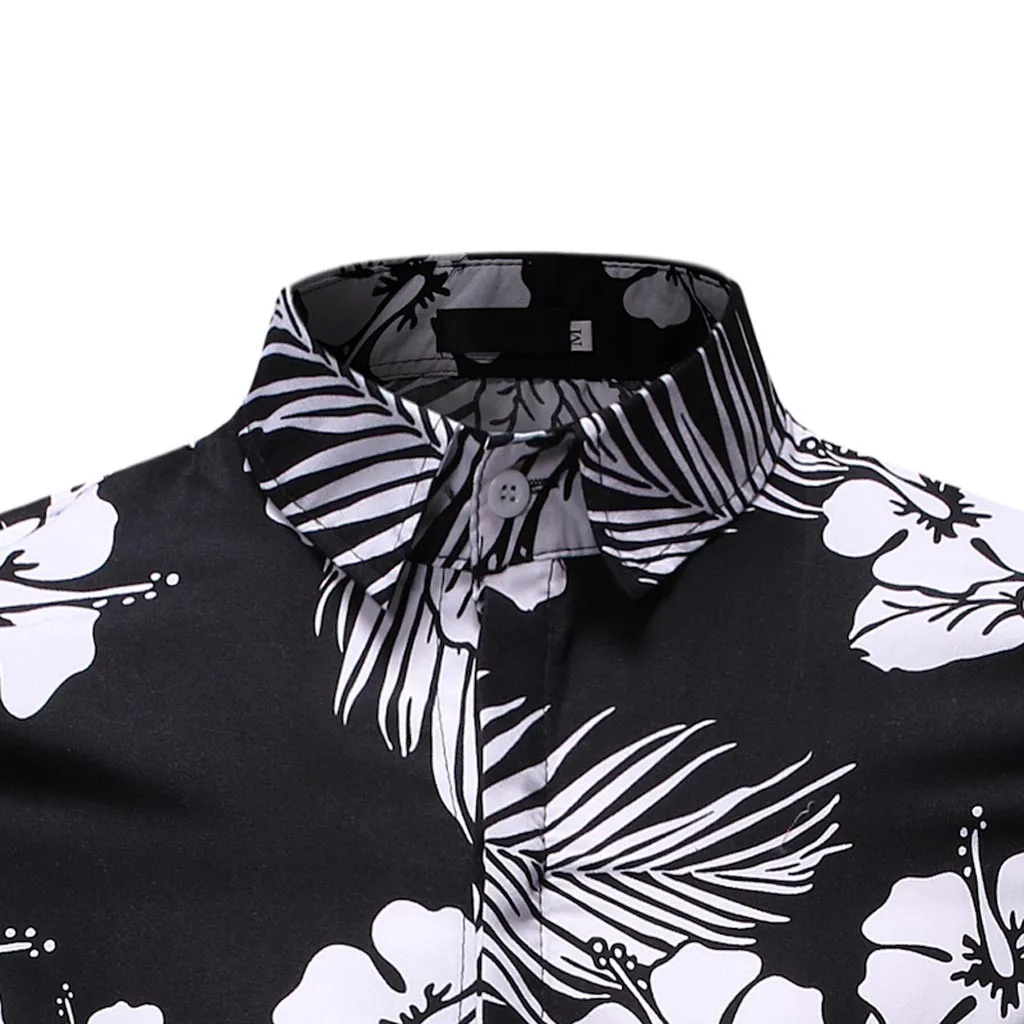 Новинка 2019 Мужская Удобная приталенная рубашка с отложным воротником и принтом