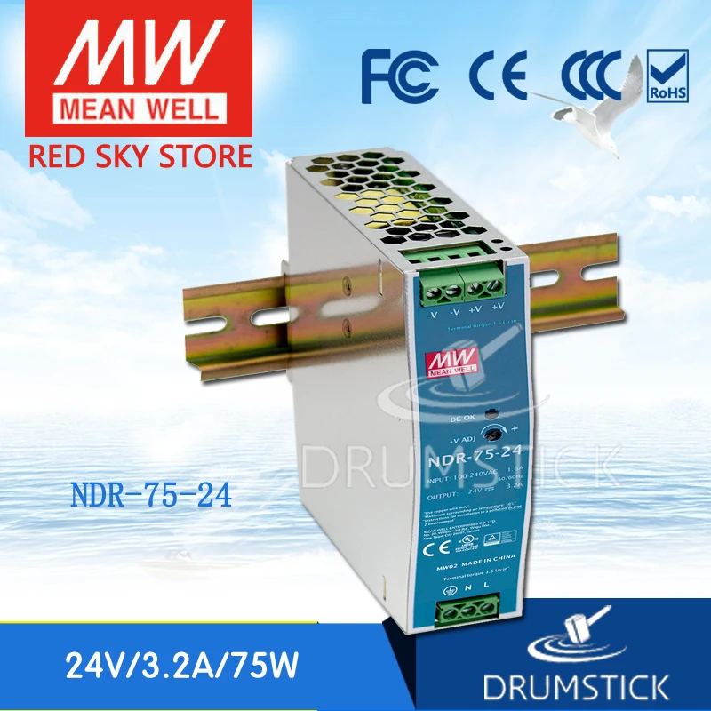 

Steady MEAN WELL NDR-75-24 24V 3.2A meanwell NDR-75 24V 76.8W Single Output Industrial DIN Rail Power Supply