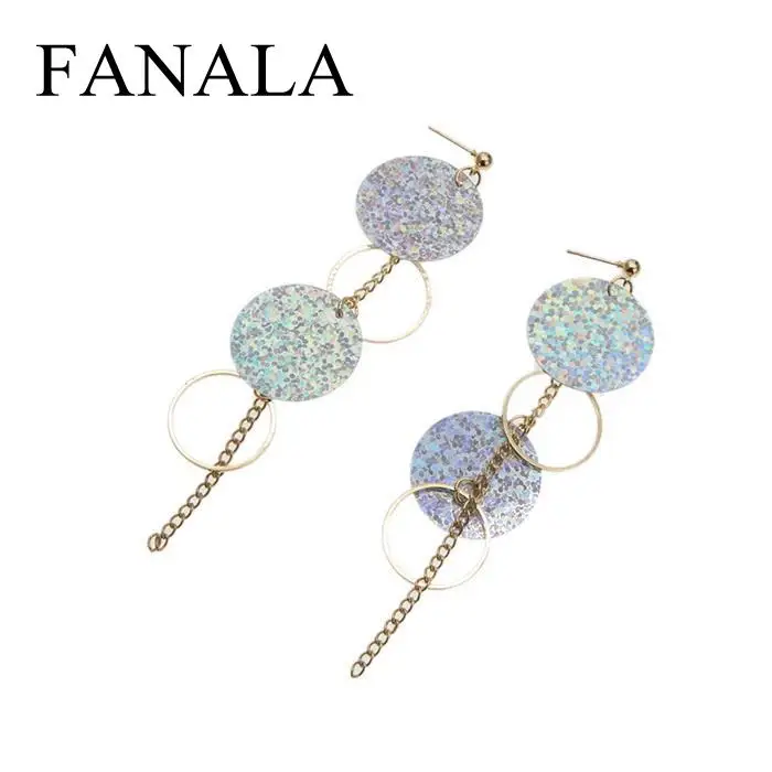 Rounds Shiny Women Round Disc Sequins Circle Asymmetrical Dangle Hook Earrings | Украшения и аксессуары