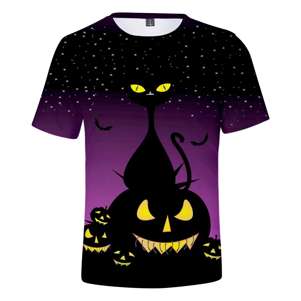 

LUCKYFRIDAYF модные Смешные 3d футболки с принтом кота и тыквы на Хэллоуин мужские/женские футболки Топы с коротким рукавом 3D футболки футболка