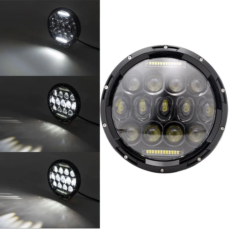 Black 75W Аксессуары для мотоциклов 7 дюймов светодиодные фары Halo DRL свет для Road King Yamaha Heritage Softail Классический EFI FLSTCI налобный фонарь - Цвет: Black 75W