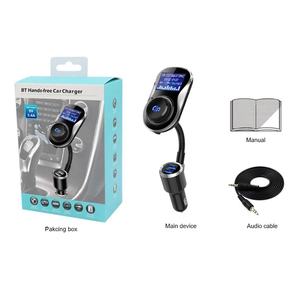 Car MP3 Bluetooth Player For TF Card U Disk With Remote Control BC26 New FM Transmitter Large Screen Mp3 Pl | Автомобили и