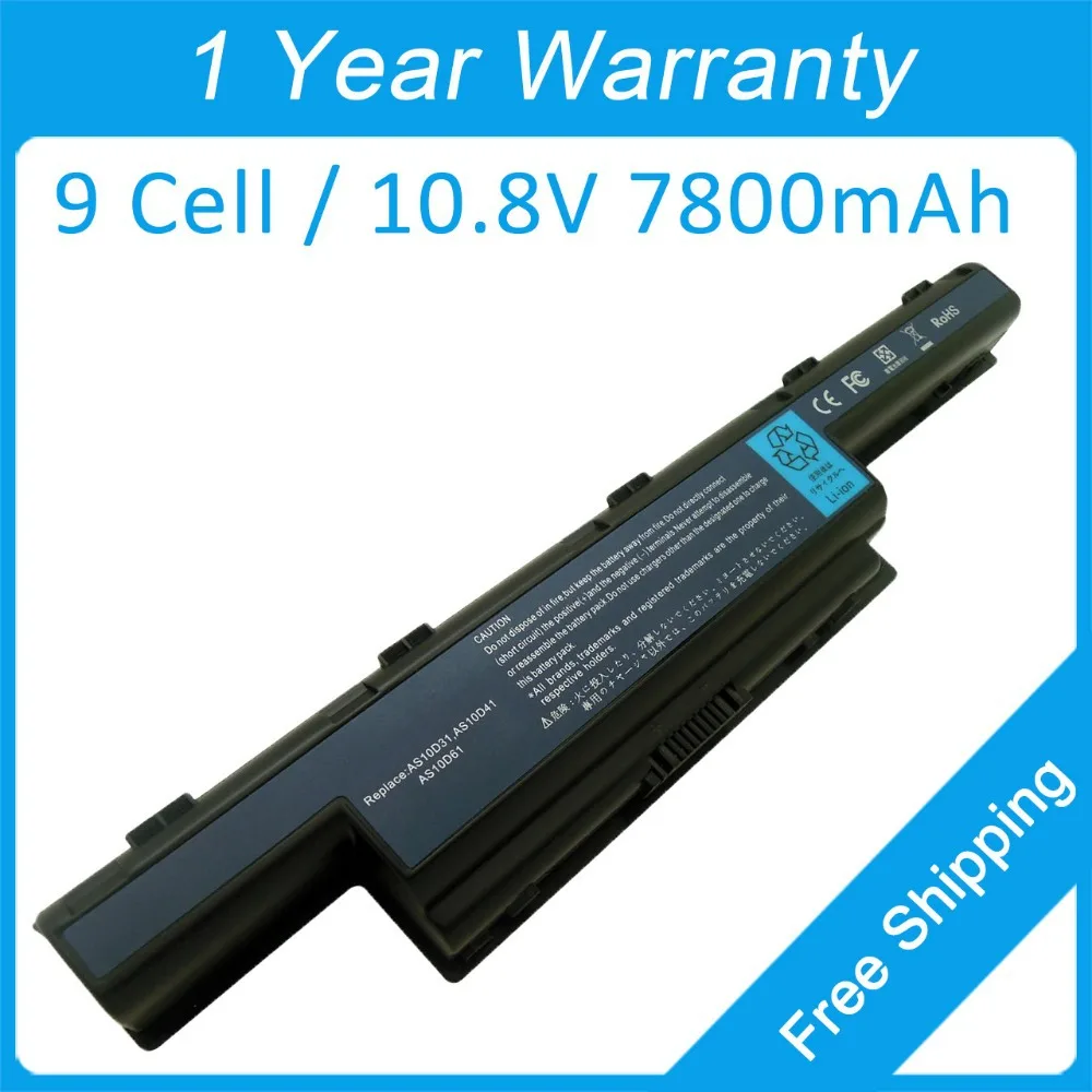 

New 9 cell 7800mah laptop battery AS10D3E AS10D61 for Packard Bell EasyNote TM85 TM83 TM86 TM87 TM89 NS85 TM94 TM97 TM98