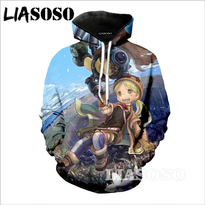 LIASOSO новая мода 3D принт аниме для мужчин и женщин сделано в Abyss толстовка с длинным