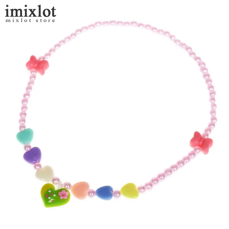 2 шт. имитация жемчуга Цепочки и ожерелья DIY принцесса Jewelry Карамельный Цвет Лук