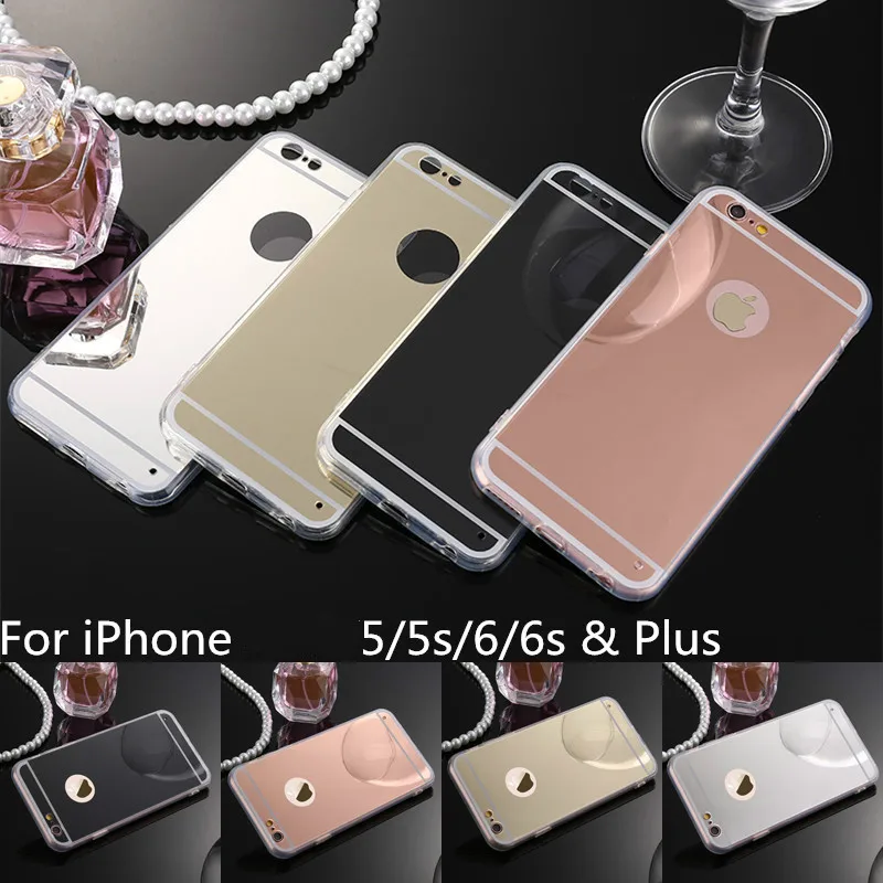 Hot Mirror Electroplating Soft Clear TPU Case For iphone 6 6S 4.7 inch / Plus 5SE 5S 5 SE Back Cover Phone Bags Cases Aifon | Мобильные