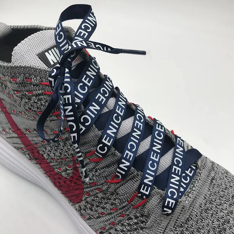 1 Pair New Letter Printed Laces 1CM Width 80CM/100CM/120CM/140CM/160CM Length Canvas Sneakers shoelaces ZM1