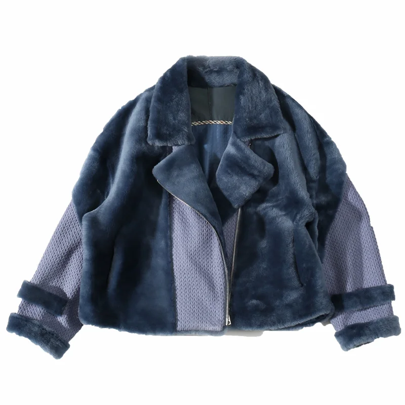 Женская зимняя мода 2018 вязанная Короткая Меховая куртка шерстяное меховое