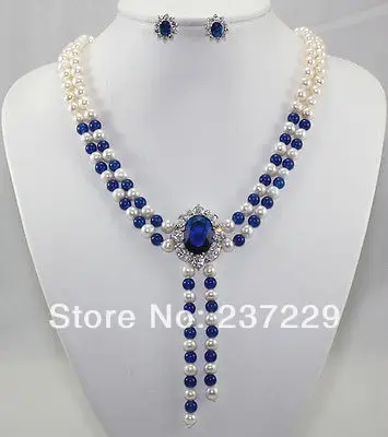 Оптовая цена БЕСПЛАТНАЯ ДОСТАВКА ^ 2 цвета белый жемчуг синий красный камень