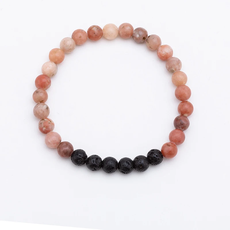 

Meajoe Simple 6mm Stone Bead Bracelet Chakra Yoga Volcanic Stone Natural Round Stone Beads Bracelets For Women