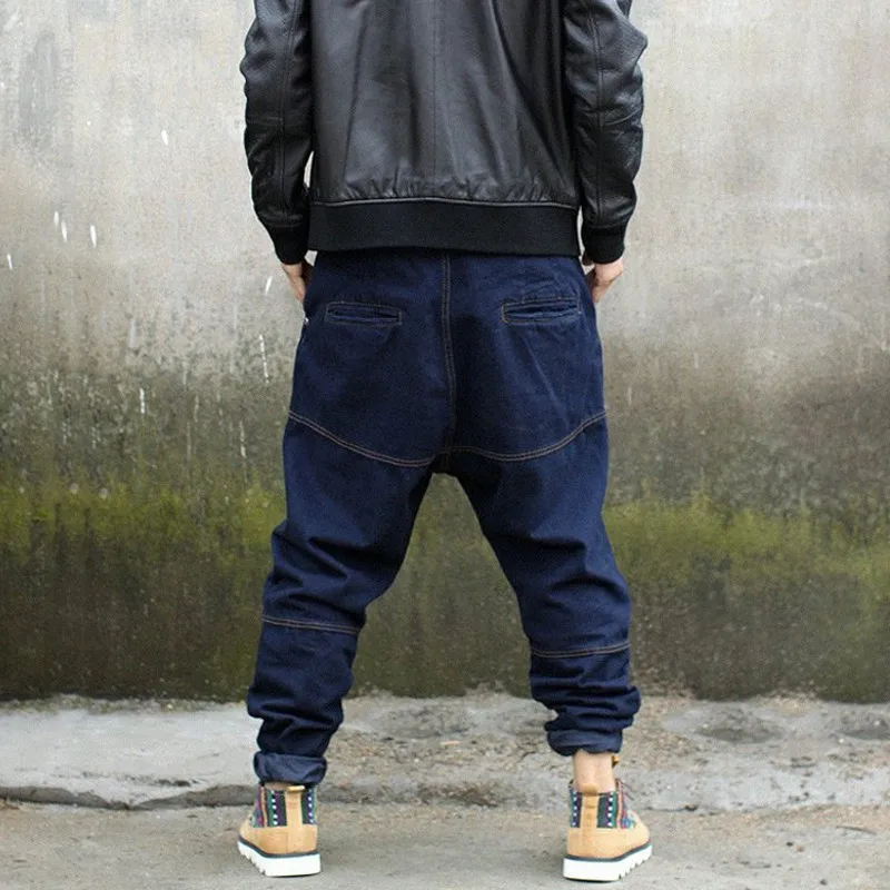 Мужские длинные джинсовые брюки султанки в стиле хип хоп|Мужские джинсы| |