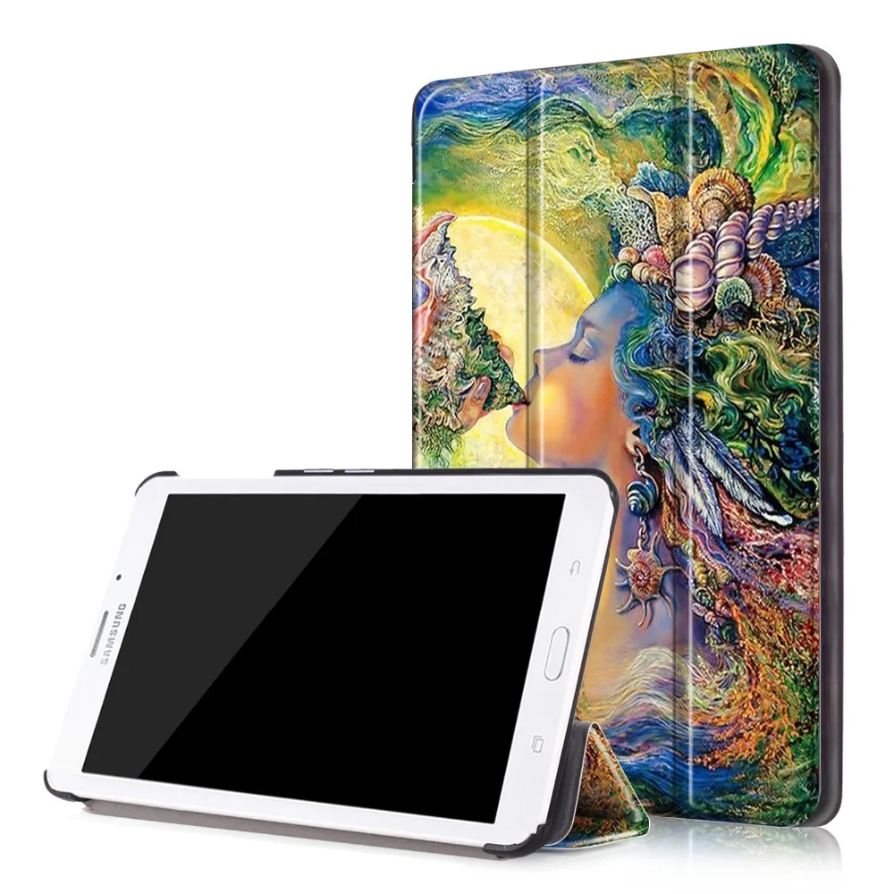 Высококачественный 3 складной чехол из ПУ кожи с принтом защитный для Samsung Galaxy Tab J