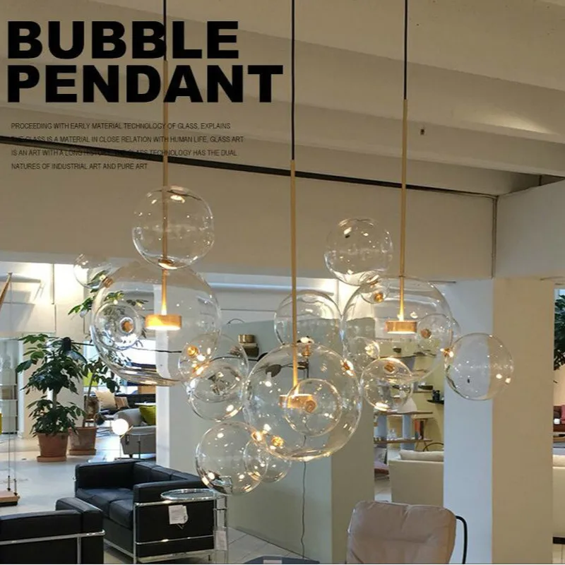 

Post-Modern Blown Glass Ball Chandelier Nordic Creative Chandelier LED Bubble Ball Lamp for Living Room Restaurant Bedroom