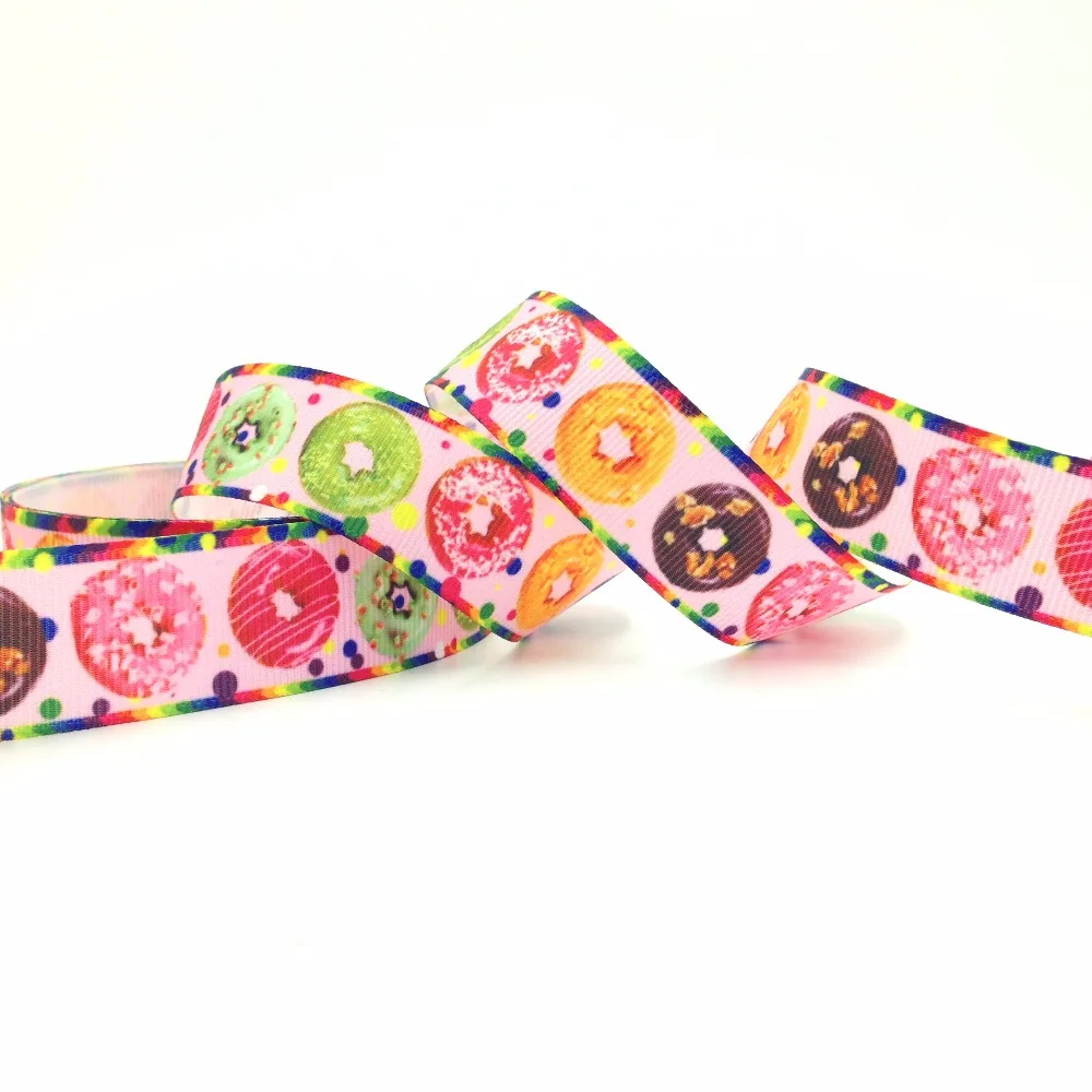 10 Yards 7/8'' Doughnut Print Grosgrain Ribbon 22 mm Good Quality Gift Packing Donut Webbing for DIY Head wear Hair Bow |